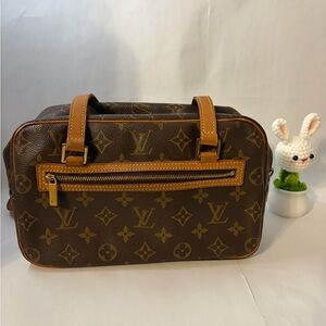 Louis Vuitton Monogram Cite Mm Shoulder Bag Brown Leather Designer Handbag